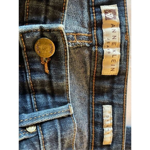Anne Klein Women's Skinny Jeans Missy Denim Stretchy Side Zip Dark Wash Size 12 - Picture 14 of 15